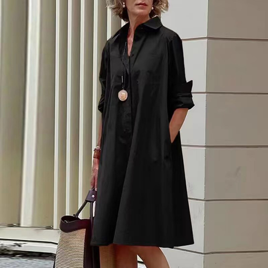 Bianka | Damen Elegant Hemdkleid | Midi