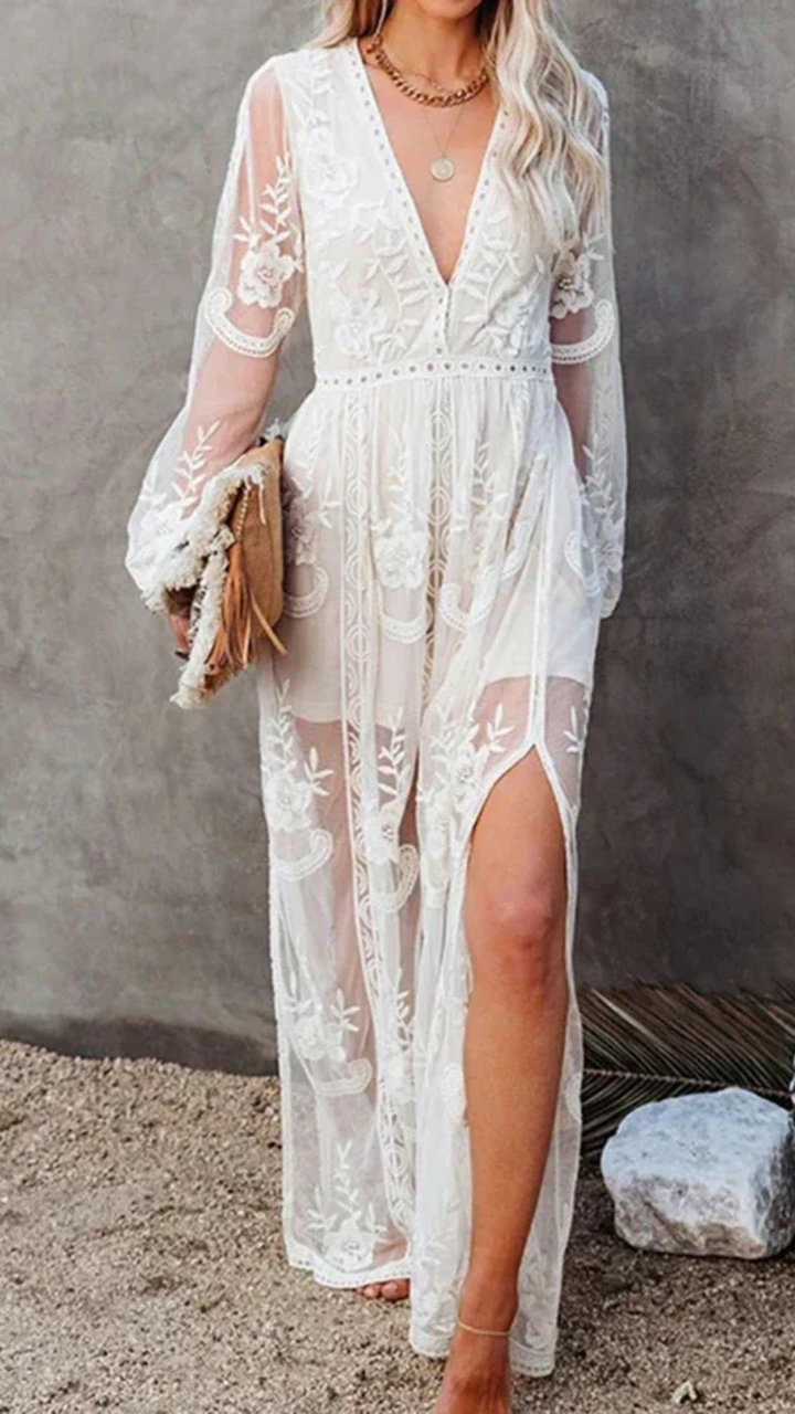 Tirza | Langes Spitzenkleid Für Damen | Boho-Stil