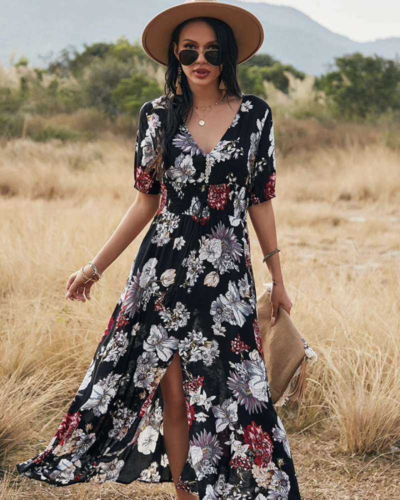 Coralie | Blumen Kleid Für Damen | Maxi