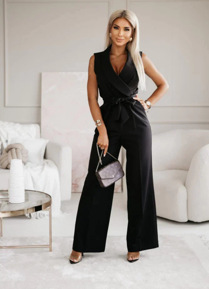 Astrid | Damen Eleganter Jumpsuit | Wickelstil und Gürtel