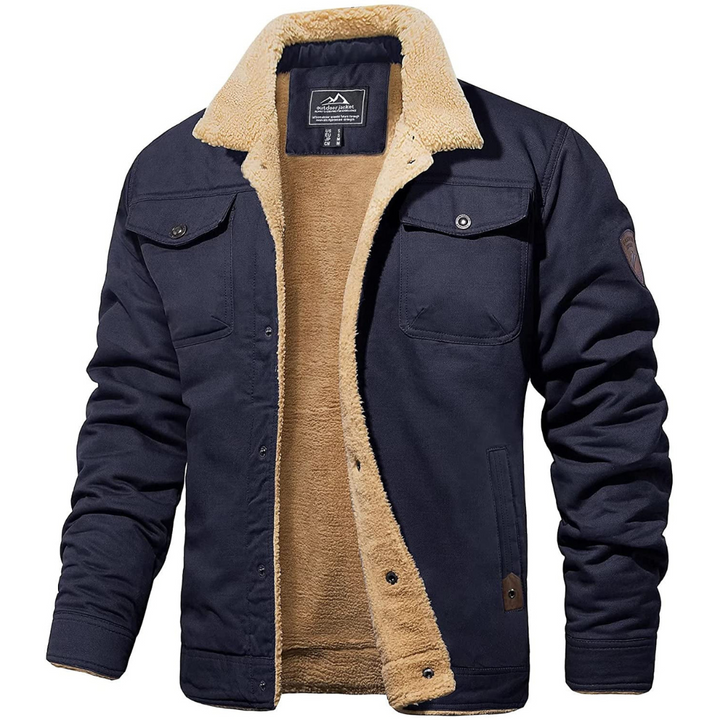 Jackie | Herren Warme Bomber Jacke | Knopf Daunen