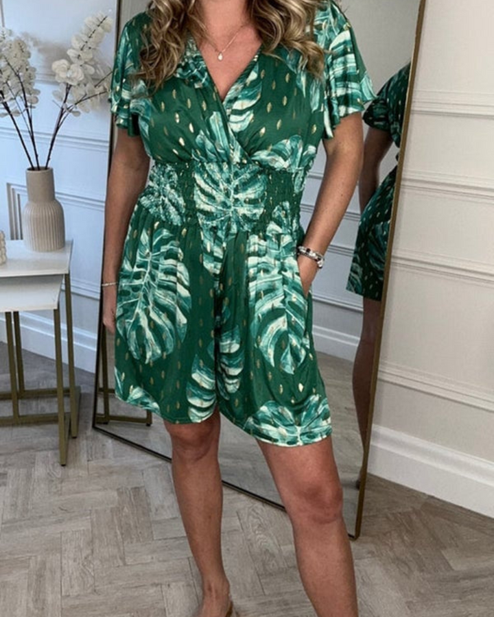Melis | Blätterprint Romper Für Damen | Chic