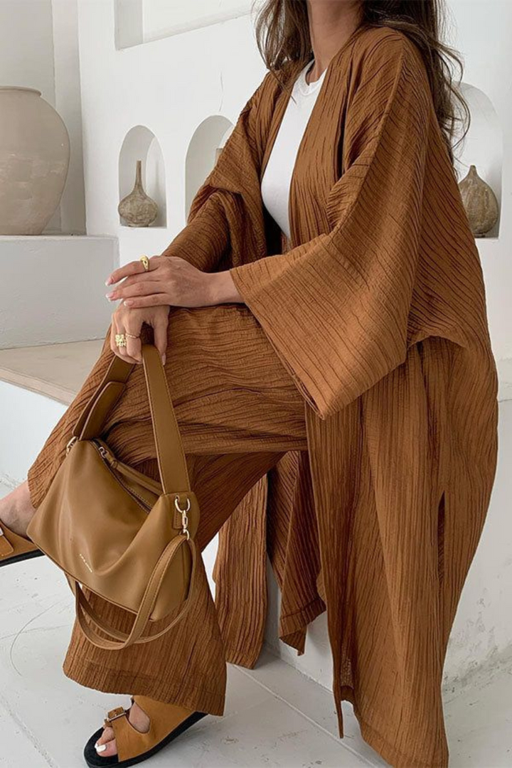Xaviery | Entspanntes Strickjacken- und Hosen-Set für Damen | Langarm
