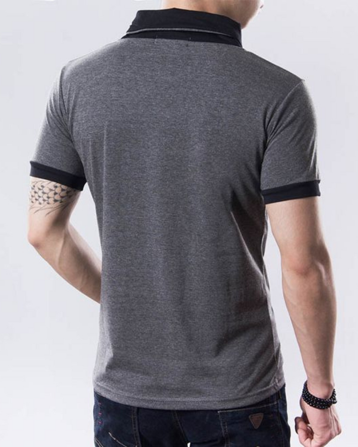 Lazzaro | Slim-Fit-T-Shirt mit Knopfleiste und V-Ausschnitt für Herren | Kurzarm