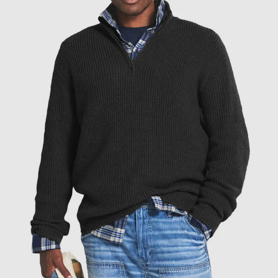 Herren Halb Reißverschluss Warme Strick Pullover | Langarm