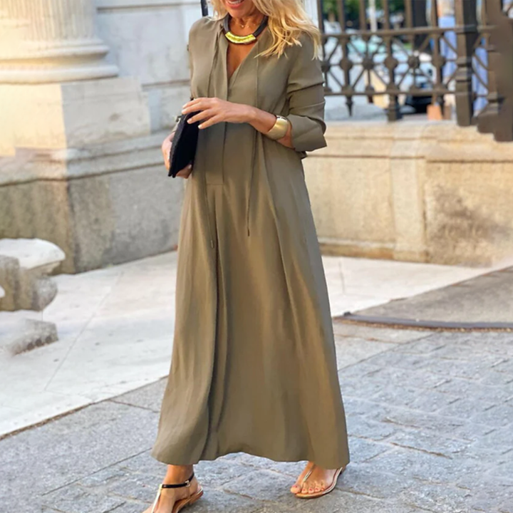 Yvonne | Damen Langarm Maxi Kleid | Schick