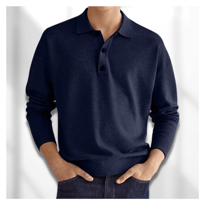 Herren Halb Reißverschluss Warme Polo Pullover | Langarm