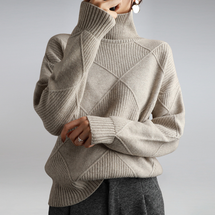 Damen Rollkragen Strick Warme Pullover | Langarm