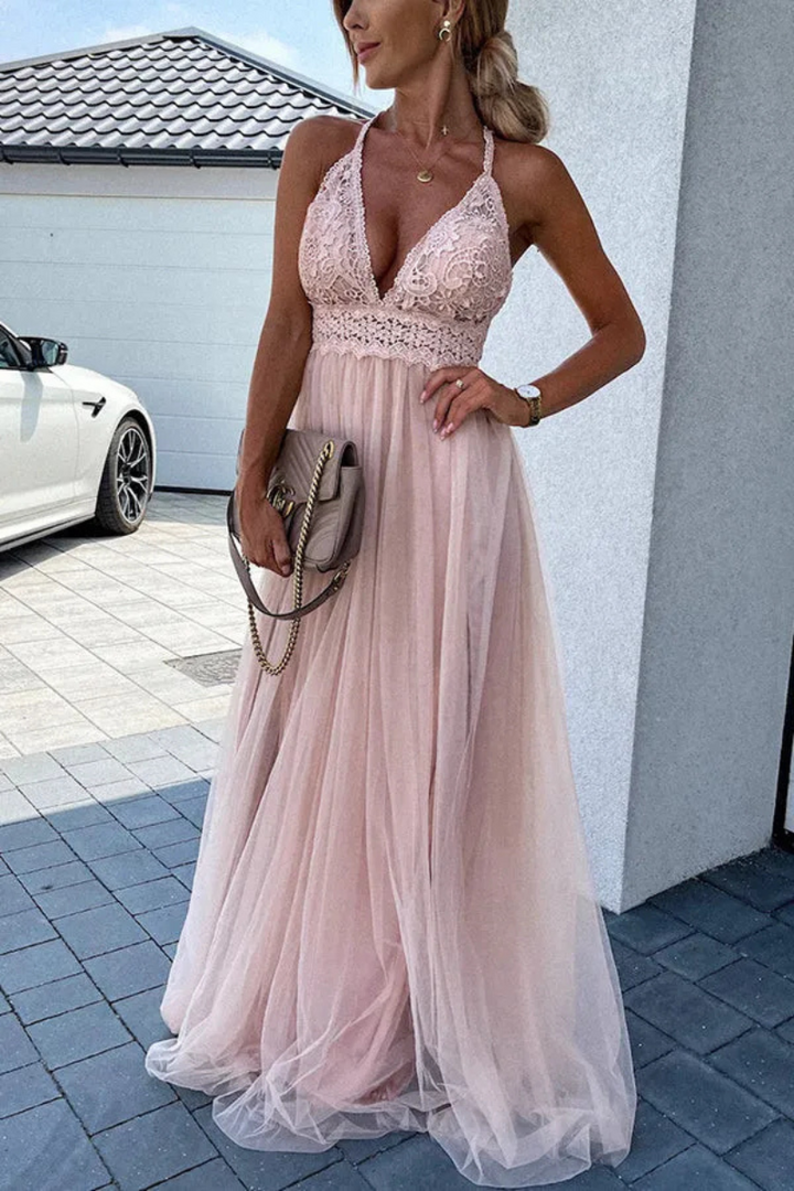 Yelena | Plissiertes Rückenfreies Kleid Für Damen | Maxi