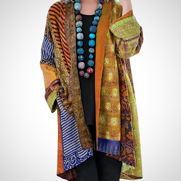 Clara | Damen Langer Boho Cardigan | Bunter