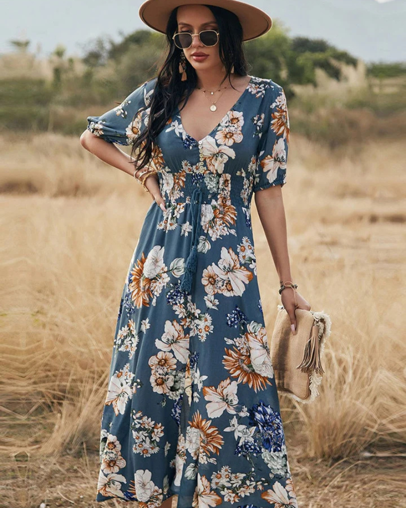 Coralie | Blumen Kleid Für Damen | Maxi