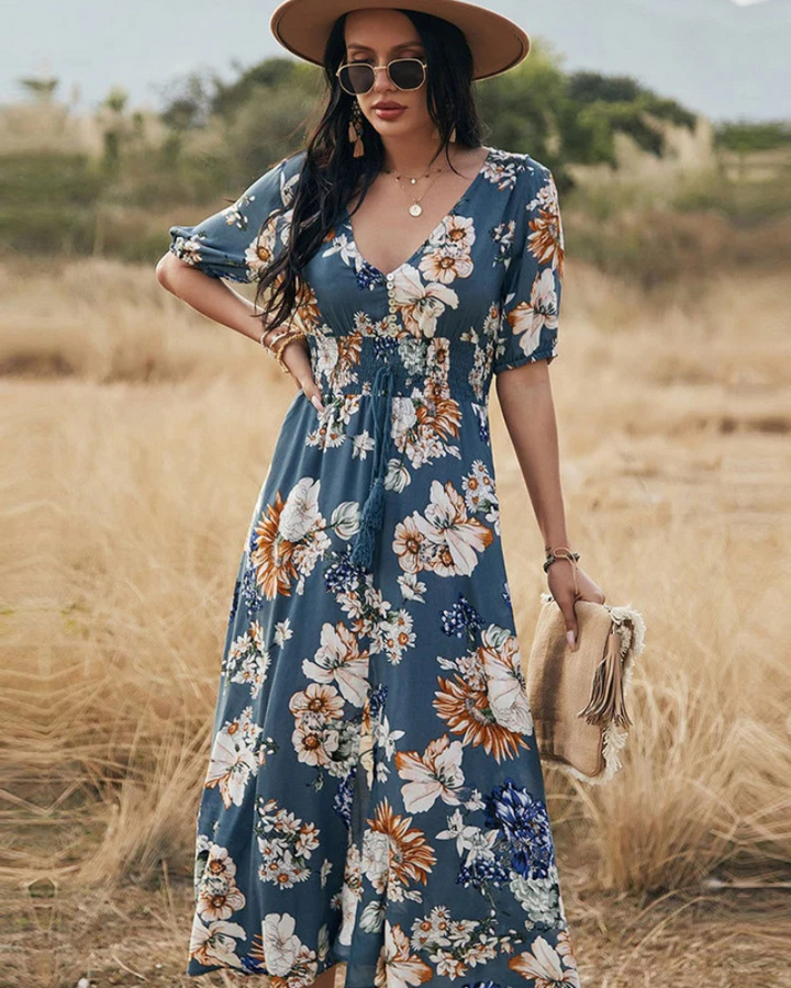 Coralie | Blumen Kleid Für Damen | Maxi