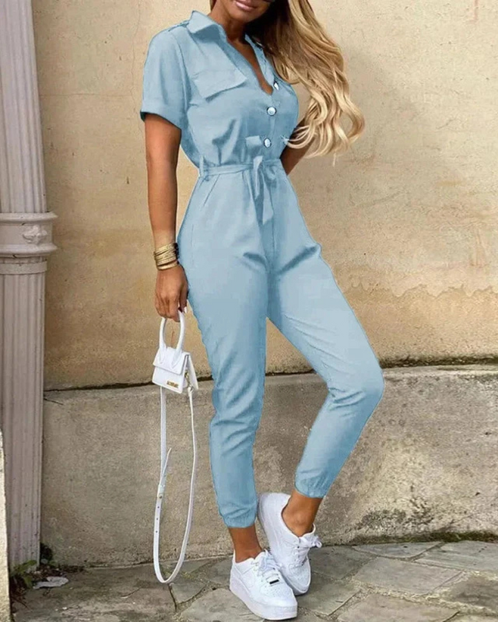 Zarabi | Vielseitiger Jumpsuit mit Kragen für Damen | Eleganter