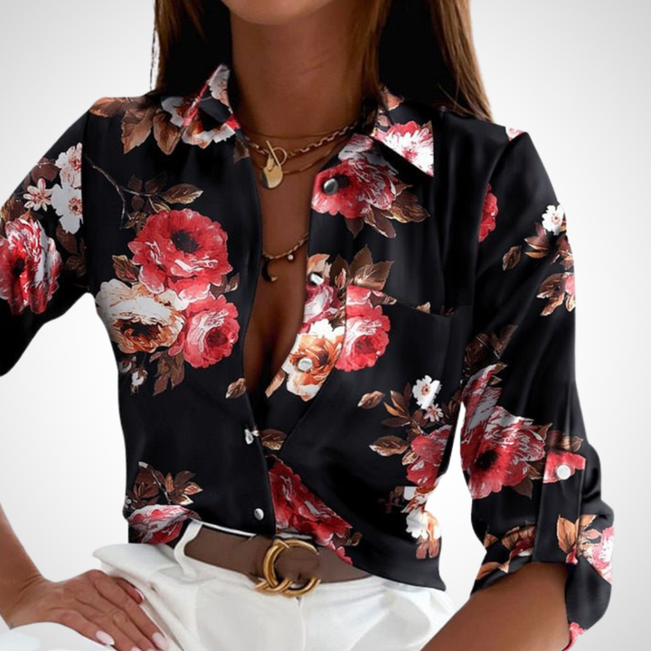 Amery | Damen Langarm Bluse | Trendiger Druck