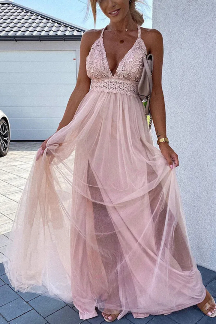 Yelena | Plissiertes Rückenfreies Kleid Für Damen | Maxi