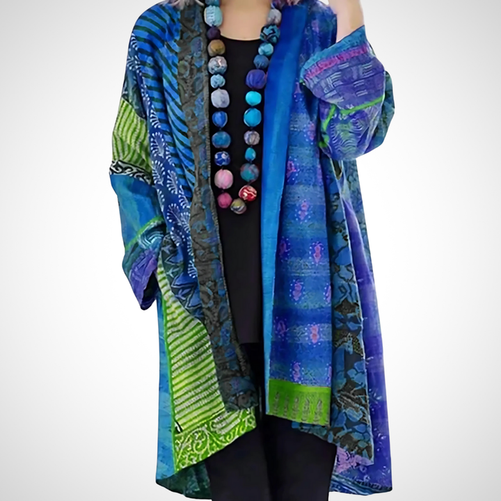 Clara | Damen Langer Boho Cardigan | Bunter
