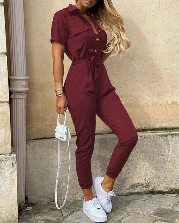 Zarabi | Vielseitiger Jumpsuit mit Kragen für Damen | Eleganter