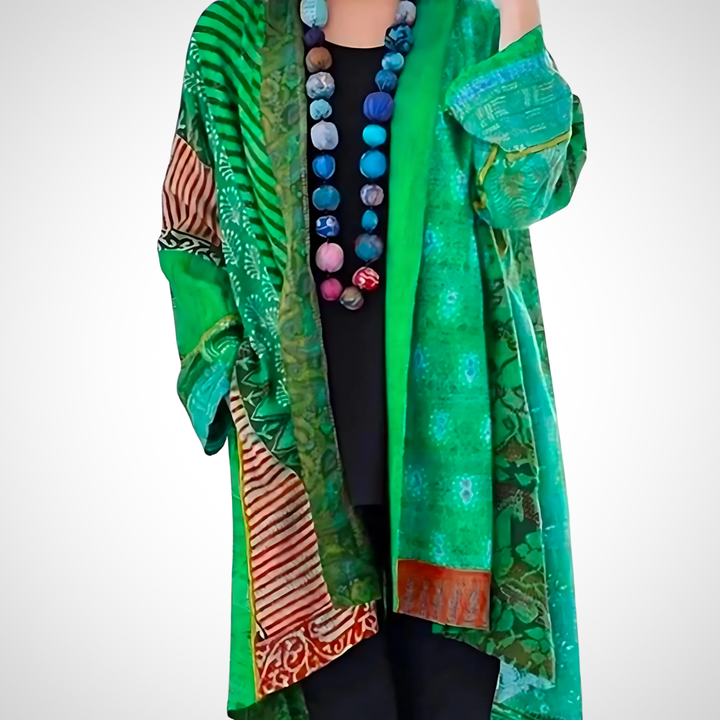 Clara | Damen Langer Boho Cardigan | Bunter