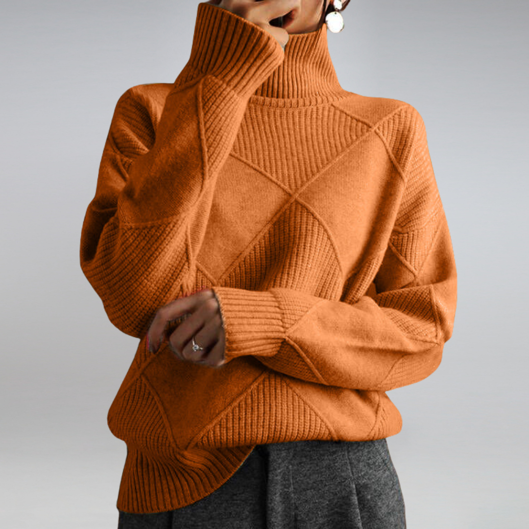 Damen Rollkragen Strick Warme Pullover | Langarm