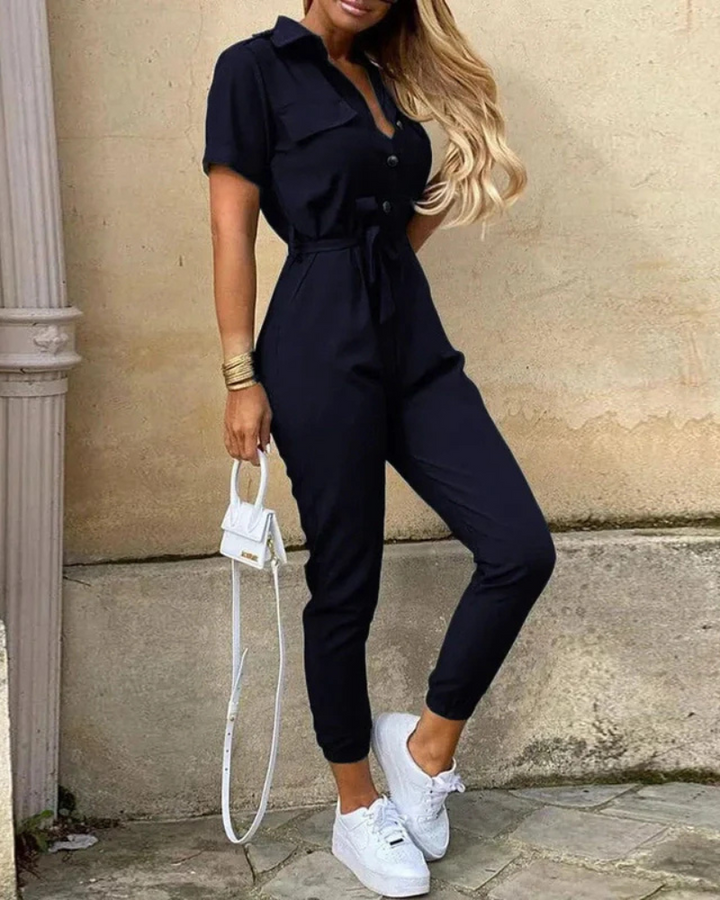 Zarabi | Vielseitiger Jumpsuit mit Kragen für Damen | Eleganter