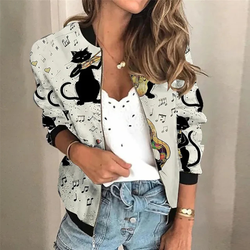 Yawi | Bedruckte Reißverschlussjacke für Damen | Frühlings