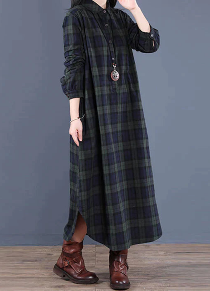 Katelyn | Damen Langes Hemdblusenkleid | Karomuster