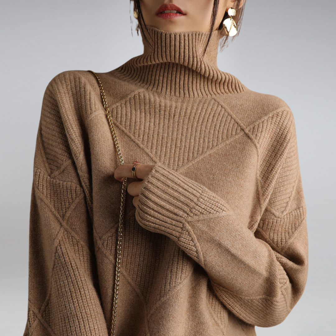 Damen Rollkragen Strick Warme Pullover | Langarm
