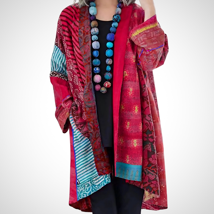 Clara | Damen Langer Boho Cardigan | Bunter