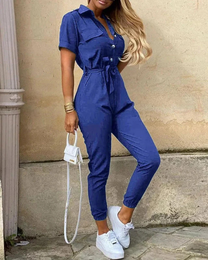 Zarabi | Vielseitiger Jumpsuit mit Kragen für Damen | Eleganter