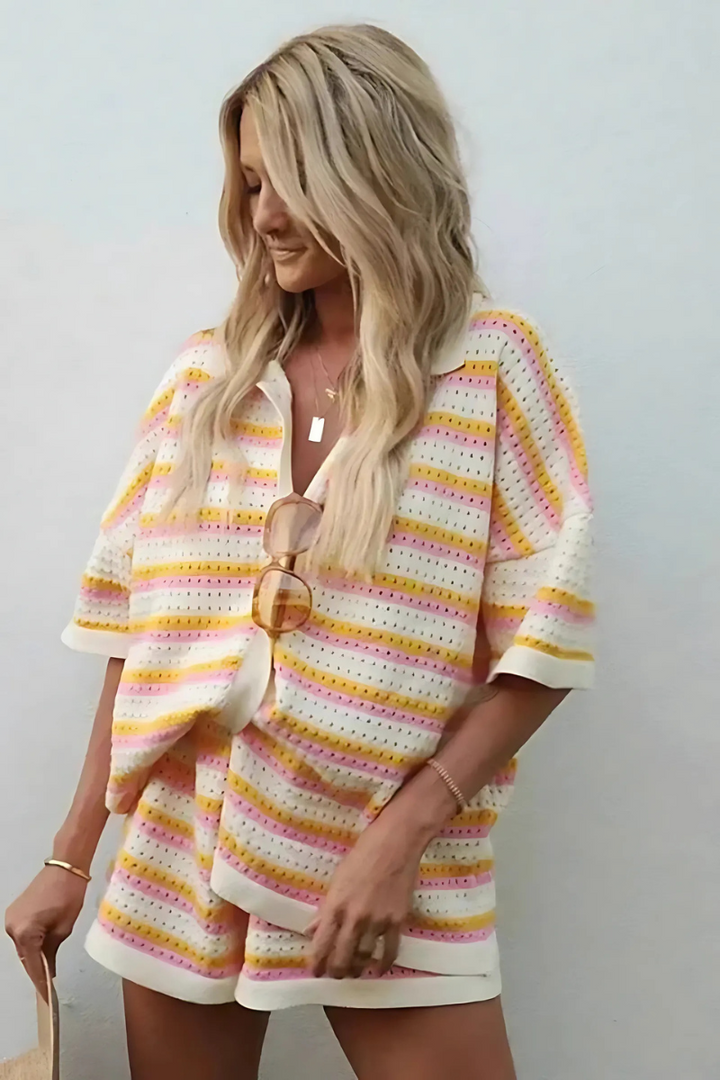 Ara | Gestreiftes Shirt und Shorts Set für Damen | Sommer