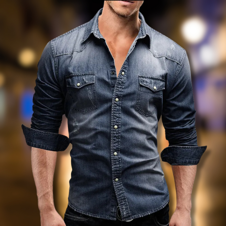 Umar | Herren Langarm Jeanshemd | Slim Fit