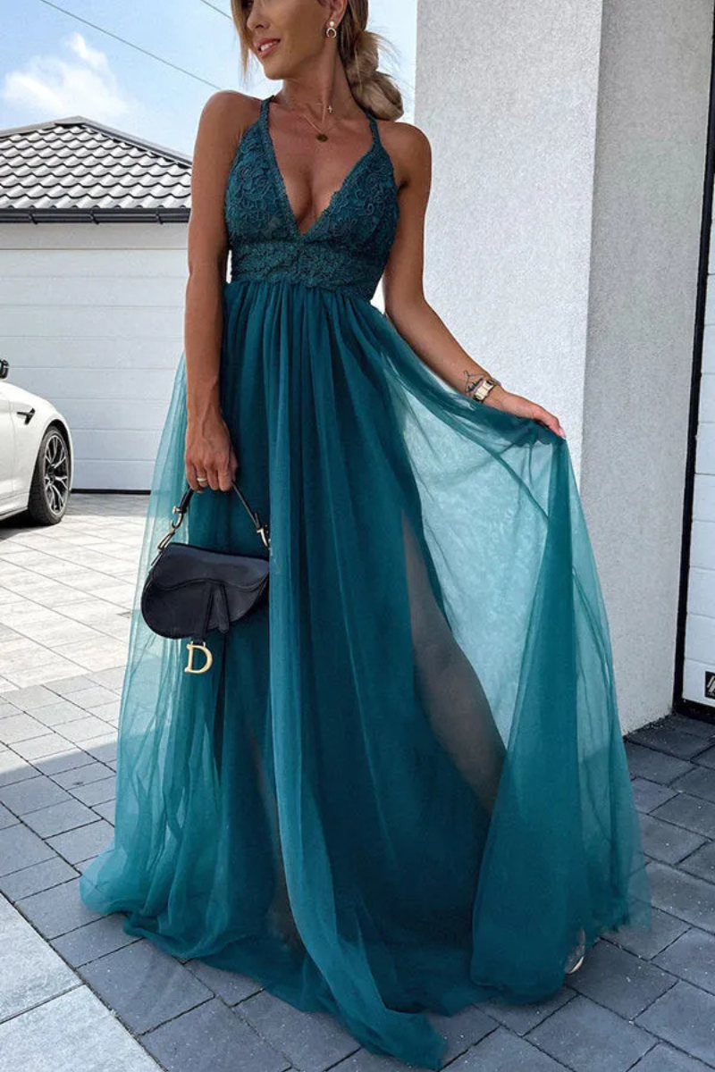 Yelena | Plissiertes Rückenfreies Kleid Für Damen | Maxi