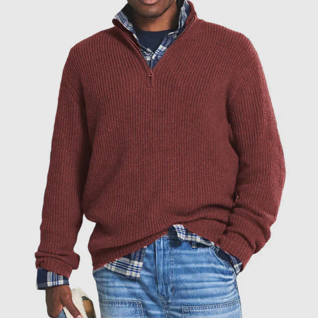 Herren Halb Reißverschluss Warme Strick Pullover | Langarm