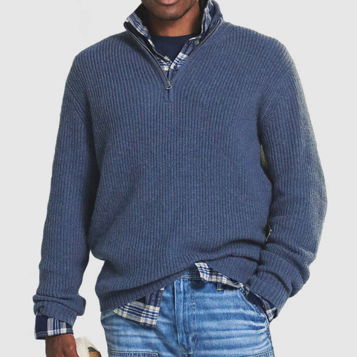 Herren Halb Reißverschluss Warme Strick Pullover | Langarm